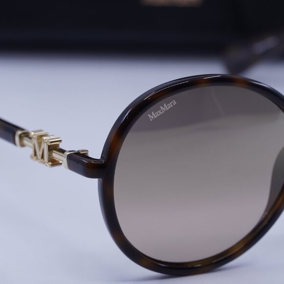 MaxMara EMME15 MM0065 52G Round Sunglasses - Havana/Brown - Picture 2 of 11